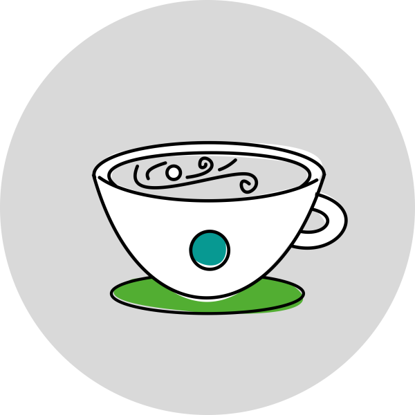 Cartoon showing a cup of coffee
