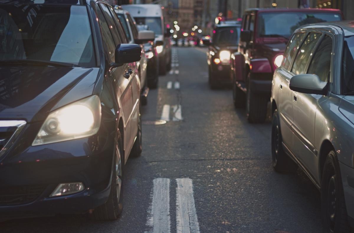 Cars in traffic.