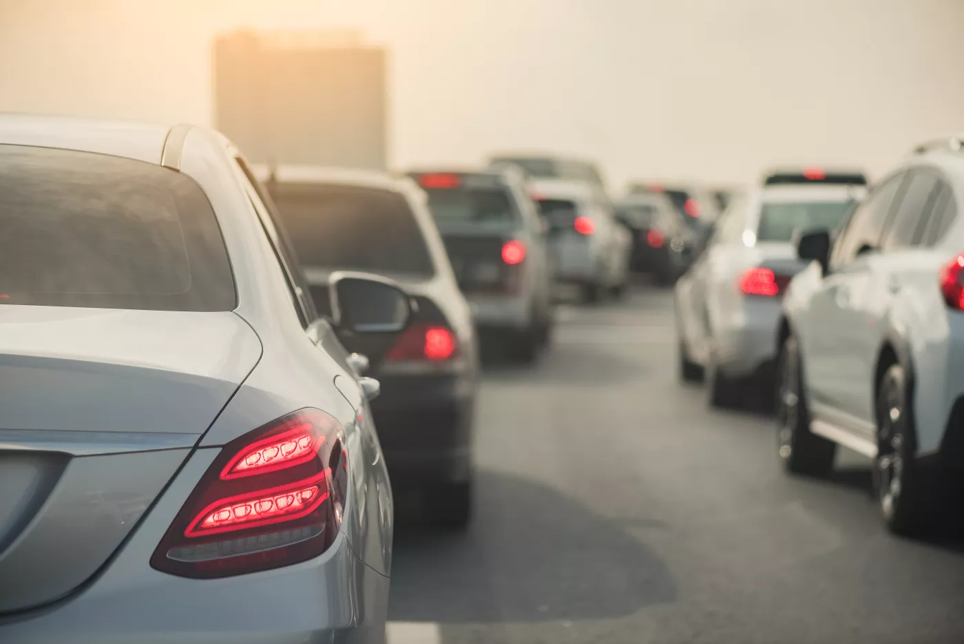 cars stuck in a traffic jam