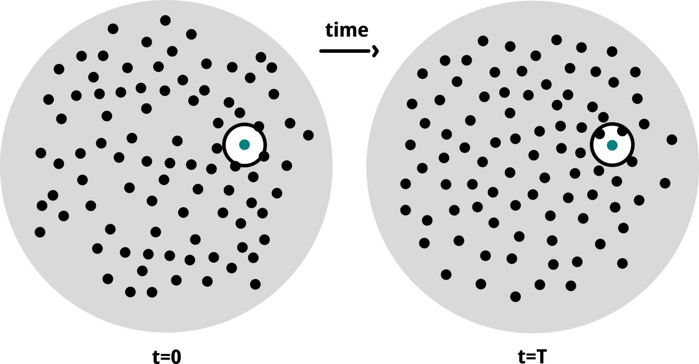 The same picture as above, but this time the dot which is the same in both pictures is highlighted.